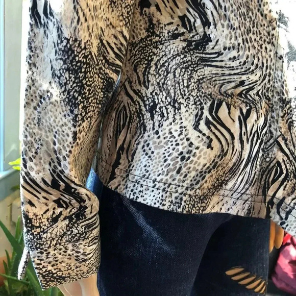 Vintage Y2K Cynthia Max Leopard print Women Denim Button Up Jacket size L - Picture 6 of 9